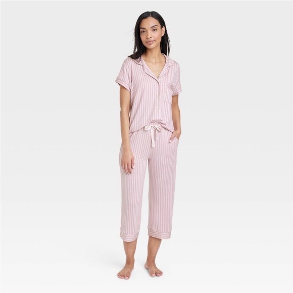 Women's Beautifully Soft Top and Pants Pajama Set Stars Above Pink Stripe XS - Picture 1 of 3